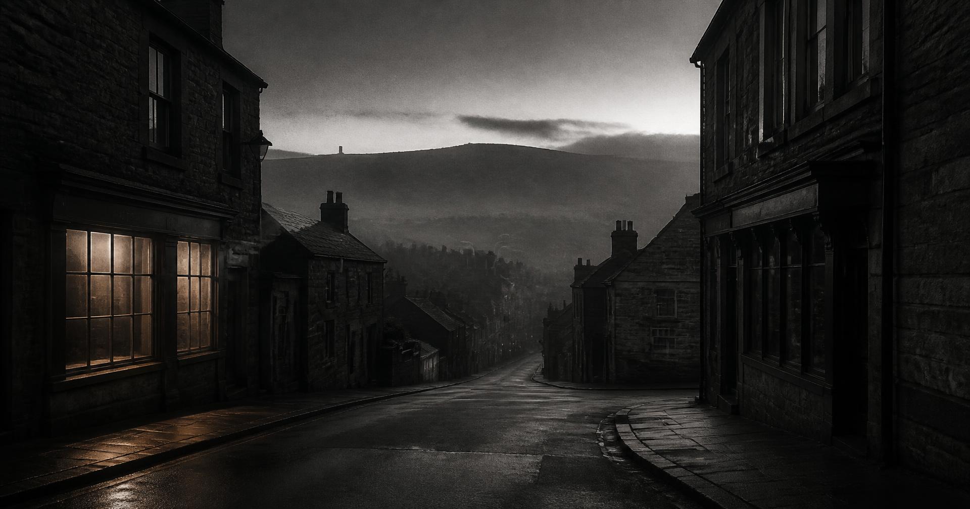 A northern English market town street at first light