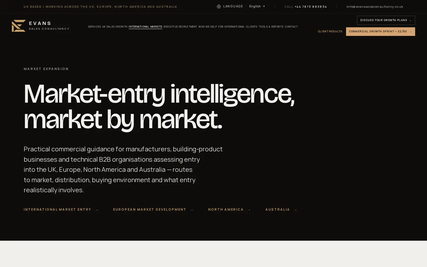 The Evans international markets architecture page