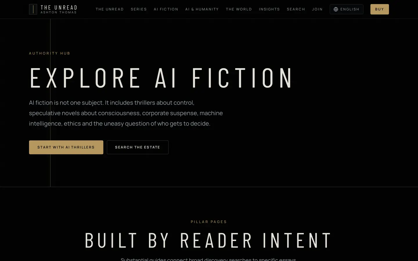 The Unread AI fiction thematic content section