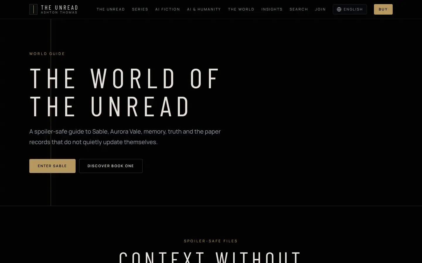 The Unread story world section